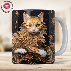 3D 猫マグラップ | 3D カラフル猫花マグ | 猫マグデザイン | かわいい猫昇華ラップ | 11 オンス & 15 オンスマグ昇華ラップ | CM01