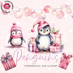Christmas Penguin Clipart Bundle | Cute Penguin | Winter Clipart | Baby Penguin | Holiday Penguins | Christmas Clip Art | Paper Craft | CC01