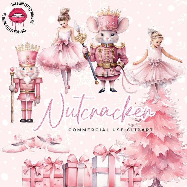 Christmas Pink Nutcracker Clipart Bundle | Ballet Clipart | Png Nutcracker | Holiday Clipart | Christmas Clipart | Junk Journal | CC01