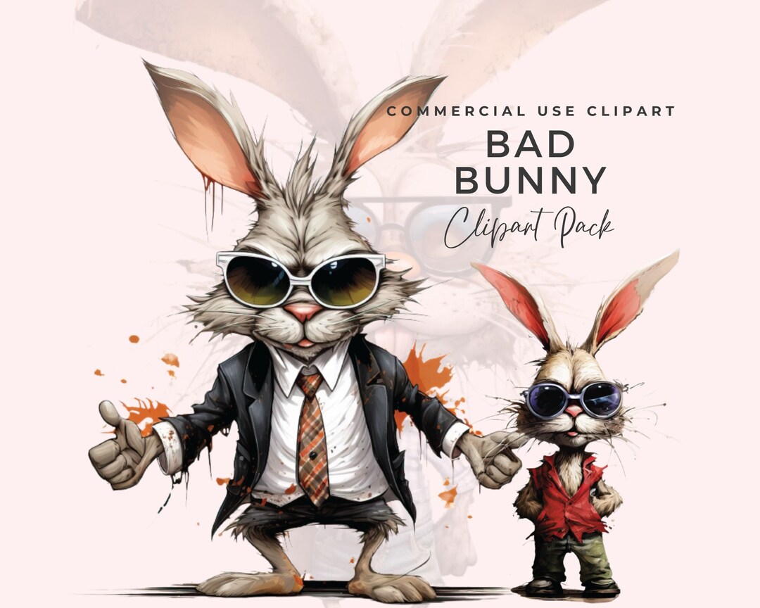 Watercolor Bunny Clipart Bundle Funny Easter PNG Bunnies With Glasses ...