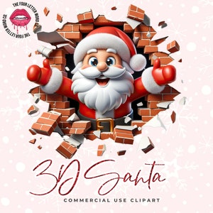 3D Hole in the Wall Santa Clipart Bundle | Cute Santa Clipart | Santa PNG | Christmas Santa Clipart | Winter Clipart | Paper Craft | CC01