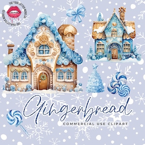 Christmas Blue Gingerbread House Clipart Bundle | Gingerbread PNG | Candy PNG | Holiday Clipart | Christmas Clipart | Junk Journal | CC01