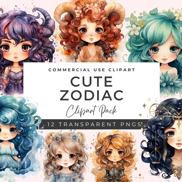 12 Horoscope Clip Art Bundle | Watercolor Zodiac Sign PNG | Astrology Signs PNG | Libra Png| Aries Png | Virgo Png | Astrology PNG | ZC01