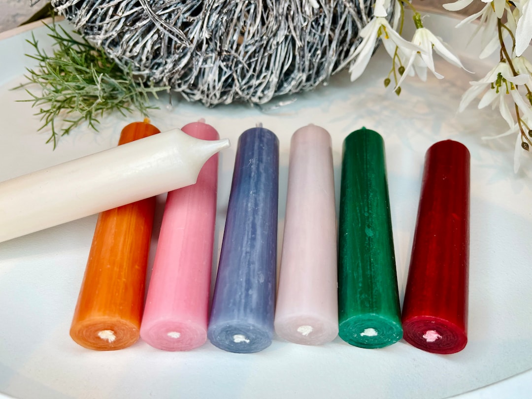 Set of 8 Short Taper Candles in Different Colors Solid Etsy