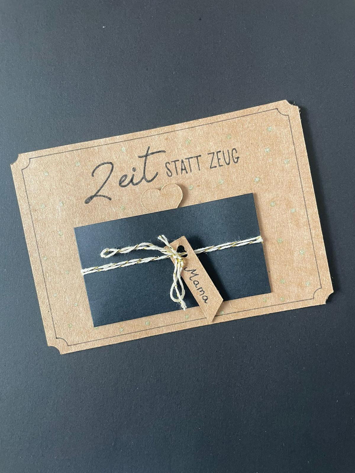 6 Sets Gutscheine „Zeit Statt Zeug“ – Rubbelkarten Zum Selbstgestalten, Schwarz-gold, Mit Umschlägen, 15 X 10,5 Cm