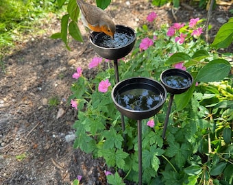 3 Metal Rain Catcher Plant Supports – Rustic Garden Decor, Handmade Yorkshire