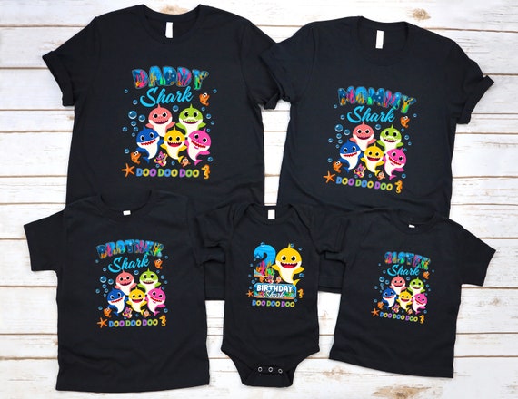 Family Matching 2nd Birthday Kids T-Shirt For Shark Lovers Family Matching 2nd Birthday Kids T-Shirt For Shark Lovers