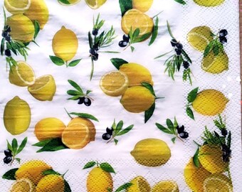 4 papel de Almuerzo Servilletas Para Decoupage Mesa de Fiesta Artesanía Vintage limones 4 papel de Almuerzo Servilletas Para Decoupage Mesa de Fiesta Artesanía Vintage limones