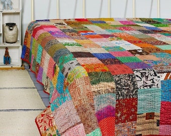 Handgemaakte zijden patchwork-quilts Patola Indiase vintage Kantha sprei gooien katoenen handgemaakte quilt patchwork deken