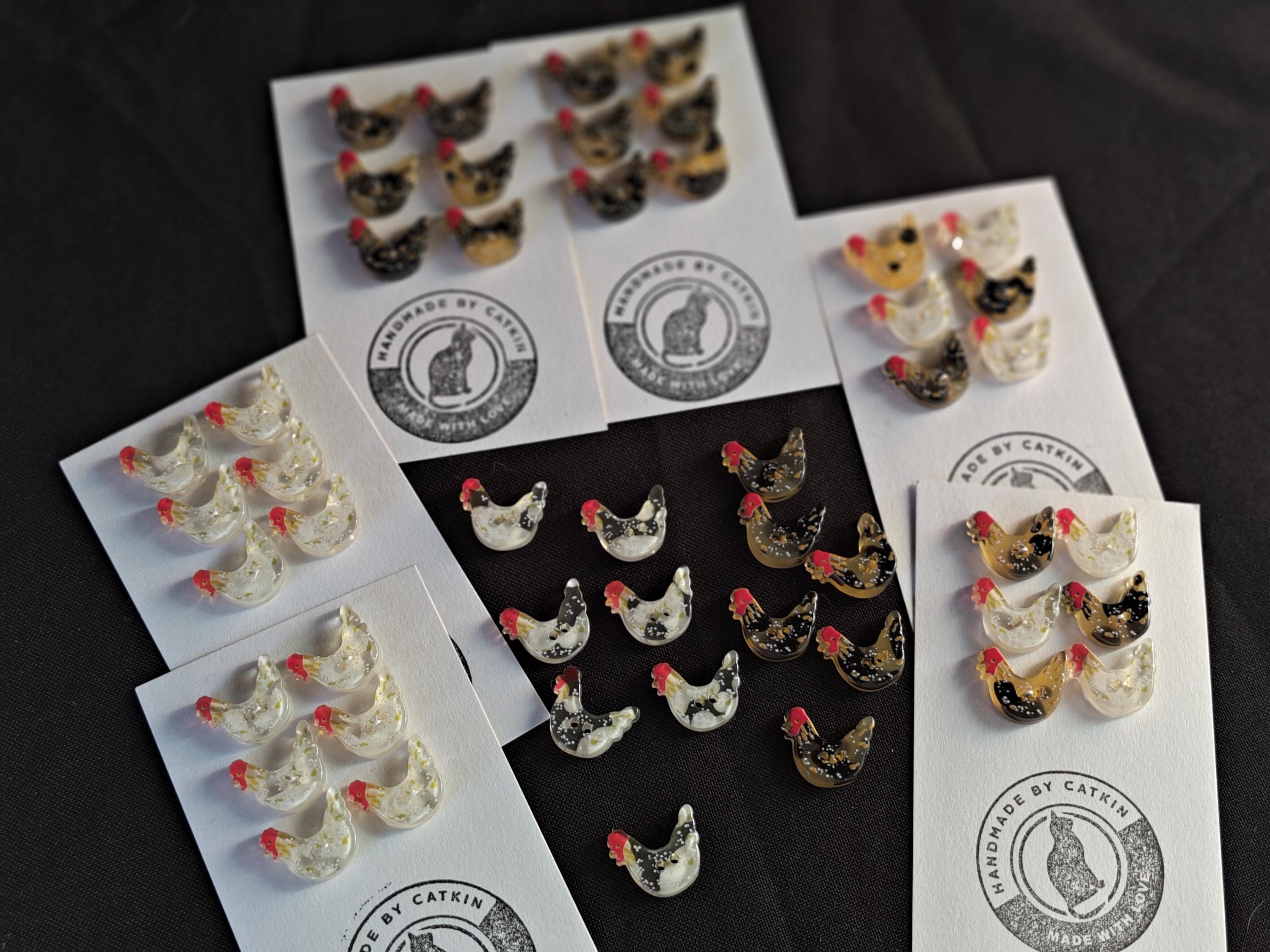 Cute Chicken Buttons 17mm X 15mm Diameter Sets of 6 Buttons: Resin ...