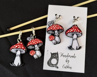 Progress keepers: Mushroom charms, Knitting and crochet accessories craft lover gifts, cottage core mushroom  acrylic stitch markers for cro