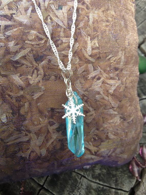 Small Snowflake Blue Crystal Charm Pendant Sterling Silver Small Snowflake Blue Crystal Charm Pendant Sterling Silver