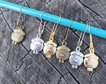 Cute sheep stitch markers: set of 6 crochet and knitting stitch markers with Calabash pins enamel and alloy charms Metal sheep stitch marker
