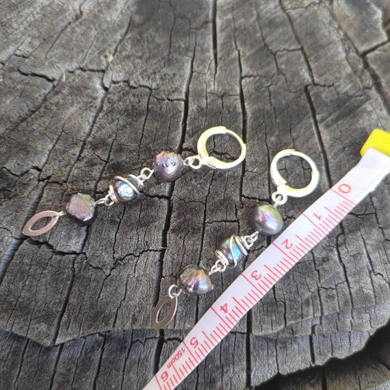 Orecchini A Bottone Con Perle D'acqua Dolce Nere Pavone, Argento Sterling, Orecchini Da Damigella D'onore, Orecchini A Bottone Con Perle Vere Nere, Orecchini Con Perle Autentiche - Italia