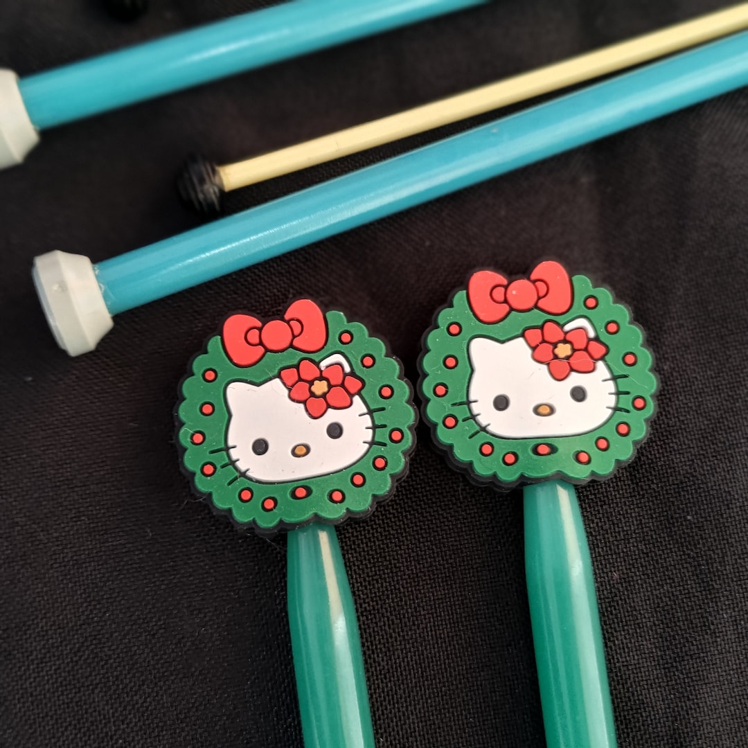 Knitting Needle Stoppers/ Knitting Needle Keepers Christmas Kitty Set