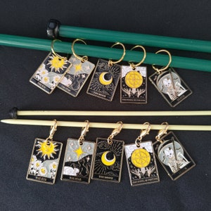 Juegos de marcadores de puntos de cartas del tarot: elige tus broches, marcadores de puntos para tejer y crochet, cartas del tarot, arcanos mayores, adivinación, paganismo wicca