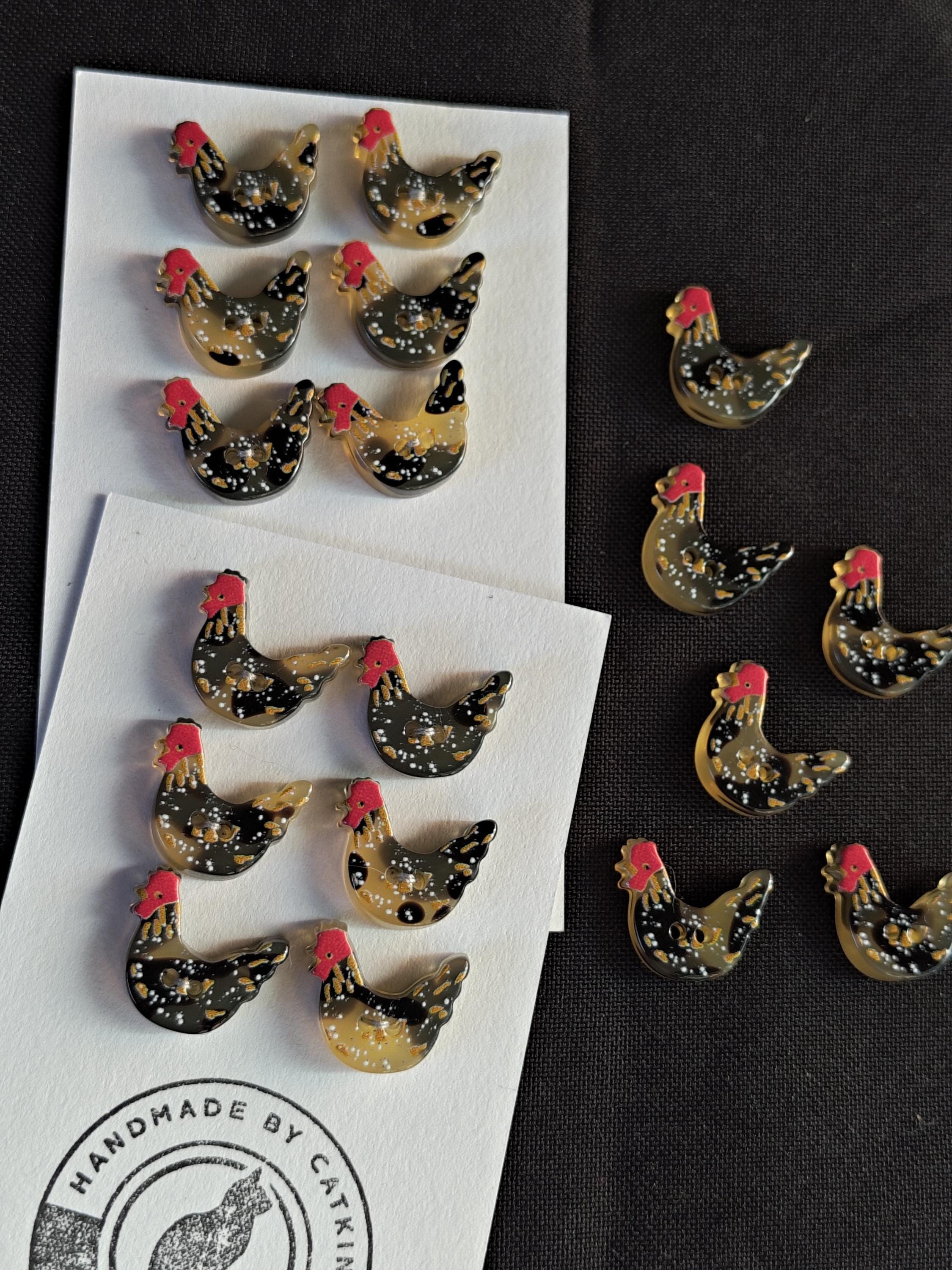 Cute Chicken Buttons 17mm X 15mm Diameter Sets of 6 Buttons: Resin ...