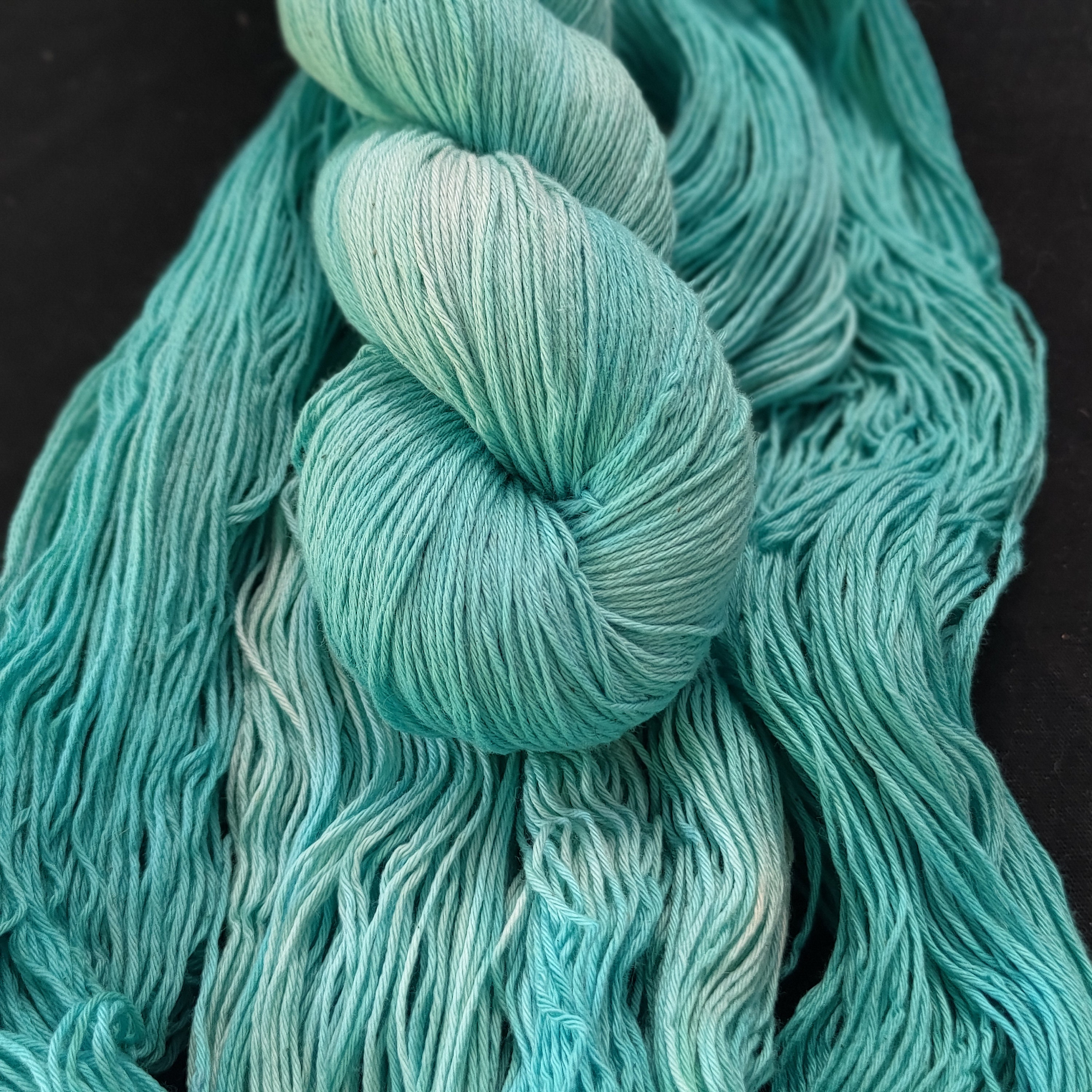 Hand dyed cotton yarn: 4ply "Elsa" 100g/400m cotton sock yarn, light blue tonal yarn, hand dyed 100% Australian cotton yarn, sky blue cotton
