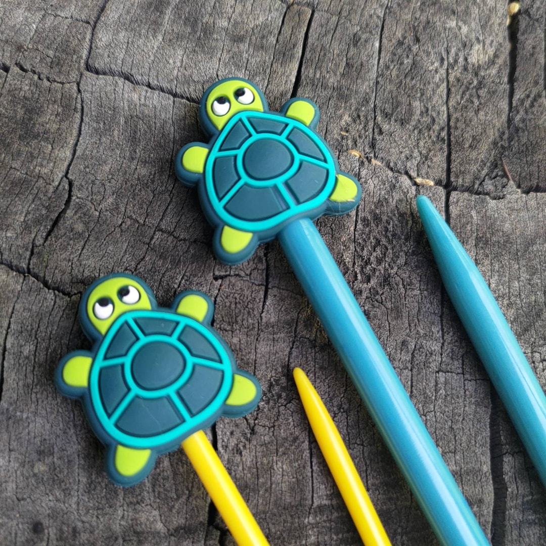 Knitting Needle Stoppers/ Knitting Needle Keepers Turtle Set of 2