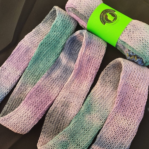 Chaussette double tricotée en coton teint à la main: 4ply MISTY MORNING 100g / 400m auto-rayant lilas tie dye Fil de chaussette en coton végétalien 100% fil de coton