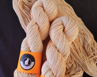 Hand dyed cotton yarn: 8ply "Mandarin" 100g/ 165m UV reactive yarn, neon orange hand dyed yarn, vegan Friendly 100% cotton yarn, pastel neon