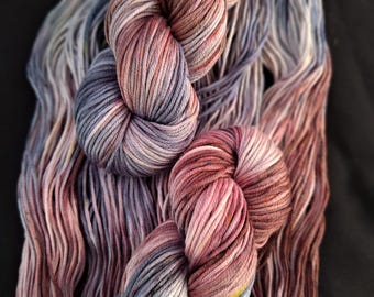 Hand dyed bamboo yarn- 12ply "Kookaburra" hand dyed yarn, 100% bamboo lyocell yarn, 85g/3oz skeins, Blue and Brown hand dyed vegan yarn