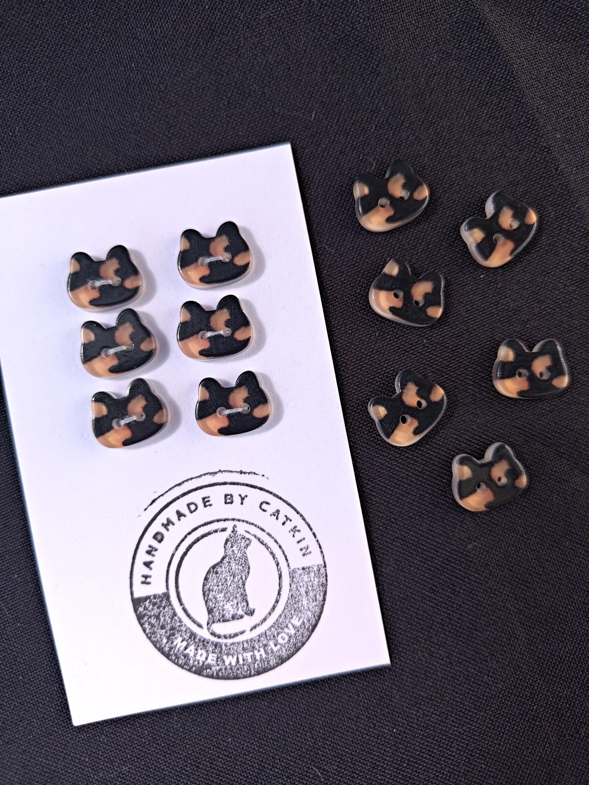 Cute Cat Buttons 12mm Diameter Sets of 6 Buttons: Assorted Colours ...