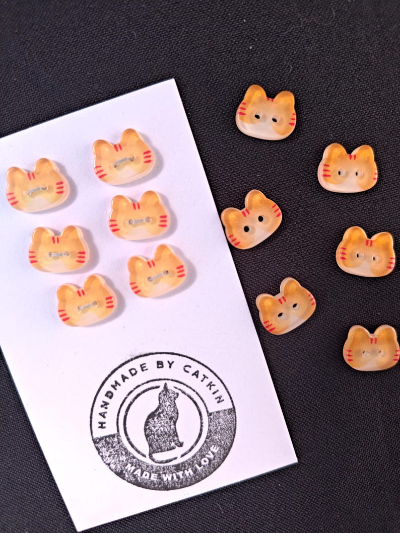 Cute Cat Buttons 12mm Diameter Sets of 6 Buttons: Assorted Colours ...