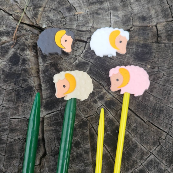 Size 10 US Bamboo Knitting Needles with Sheep Toppers