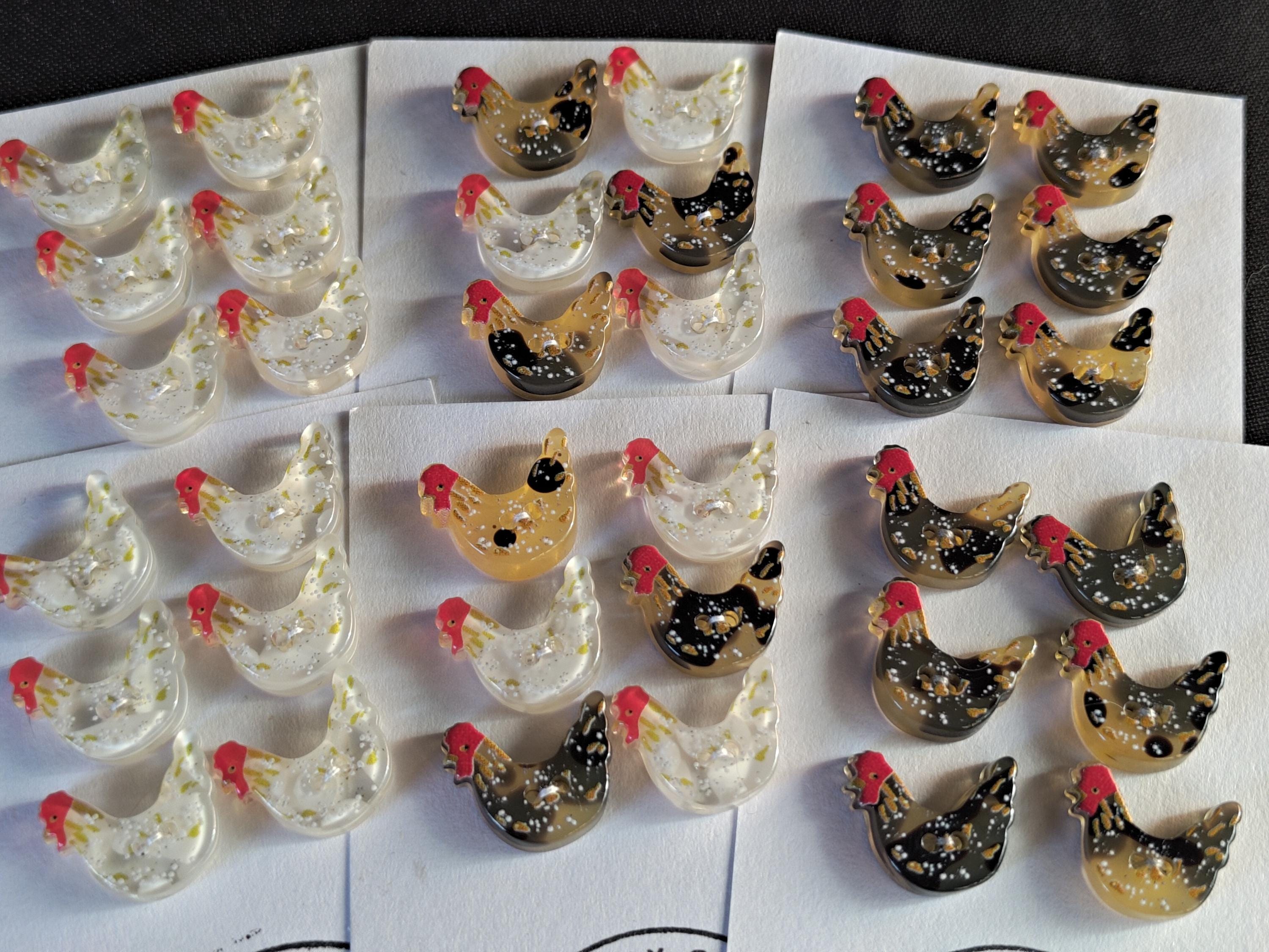 Poultry Buttons Cute Chicken Buttons 17mm X 15mm Diameter Sets of 6 Buttons: Resin ...