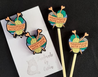 Knitting needle stoppers/ knitting needle keepers: yarn handmade with love set of 2 needles stoppers silicone knitting needle stitch stopper