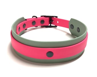 Coleira de Biothane, coleira larga de Biothane para cães, coleira personalizada para galgos, coleira bicolor, coleira de Biothane