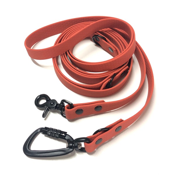 handsfree leash, 3-way adjustable leash, 2 cm wide dog leash also with safety carabiner, leash made of hexa webbing