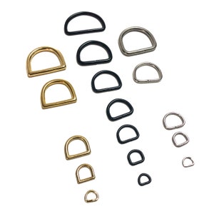 Anelli a D per i tuoi progetti fai da te, argento, oro, nero, molte larghezze da 5 cm a 1 cm, occhielli per colletti o progetti di cucito