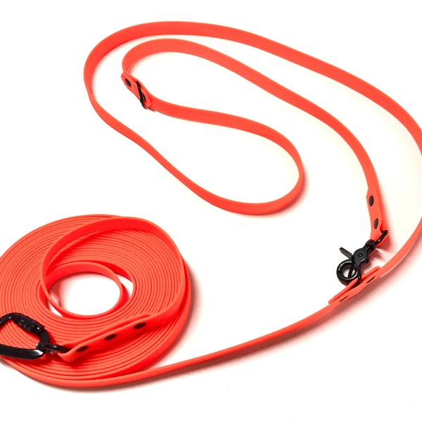 Handsfree leash, 2 cm wide mantrailing leash, training leash, Hexa webbing, safety carabiner