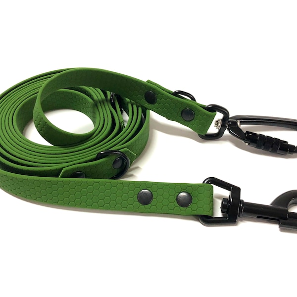 3-way adjustable leash, handsfree leash, made of hexa webbing, safety carabiner, dog leash in different lengths