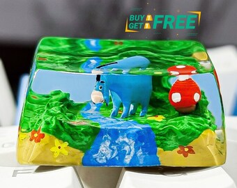 Tecla de burro, tecla de anime, tecla de anime personalizada, tecla de perfil SA, tecla personalizada, tecla artesanal de resina hecha a mano, ideas para regalos