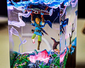 Li.nk Zel.da Resin Lamp, Link Ze.ld.a and Master Sword Resin Table lamp Anime Lamps, custom resin night light Christmas Gift for him game pc