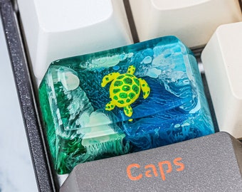 Manta ray keycap, Turtle SA profile keycap, Handmade Artisan Keycap, Custom keycap, Cherry mx keycaps, Resin Keycap set, Gift ideas