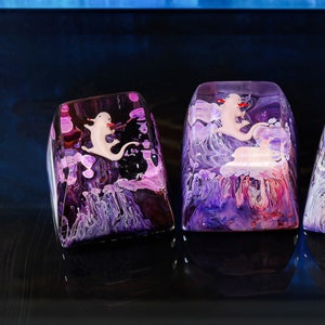 Purple Axolotl artisan keycap, Custom keycap, Artisan keycap, Cherry mx keycaps, Handmade Artisan Keycap, Axolotl gifts