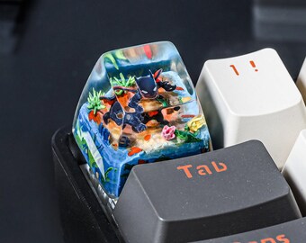 Anime keycap for mechanical keyboard, Hero keycap, anime keycap, handmade keycap, Artisan keycap, Custom keycaps for cherry Mx keyboard