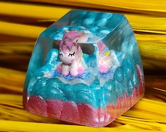 Unic.orn keycap for cherry MX keyboard, SA profile keycap, Adorable Uni.corn Resin keycap, Handmade Artisan Keycap, Custom keycap, Gift