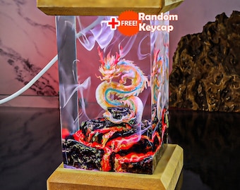Dragon lamp, Custom anime Night Lamp, epoxy resin lamp, Handmade Resin & Wood Lamp, Custom Night Light, Handcrafted Gift