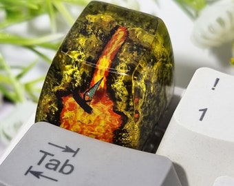 Yellow Sword Mountain Keycap voor Cherry MX-toetsenbord, Character Custom Keycap, SA-profiel Keycap, Resin Artisan Keycap Handgemaakt, Cadeau-ideeën