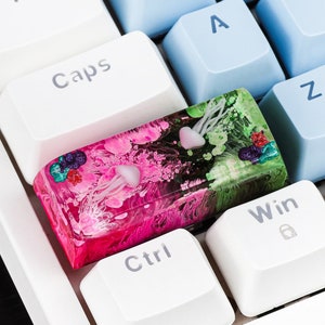Jellyfish keycap, Green pink Jellyfish SA profile keycap, Handmade Artisan Keycap, Custom keycap, Cherry mx keycaps, Gift ideas