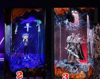 CLEARANCE Anime lamp, Custom anime Night Lamp, epoxy resin lamp, Handmade Resin & Wood Lamp, Custom Night Light, Handcrafted Gift