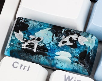 Blue Koi fish keycap, Koi fish SA profile keycap, Handmade Artisan Keycap, Custom keycap, Cherry mx keycaps, Resin Keycap set