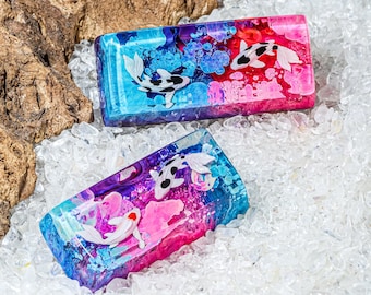 Blue and pink koi Fish keycap, Koi fish SA profile keycap, Handmade Artisan Keycap, Custom keycap, Cherry mx keycaps, Gift ideas