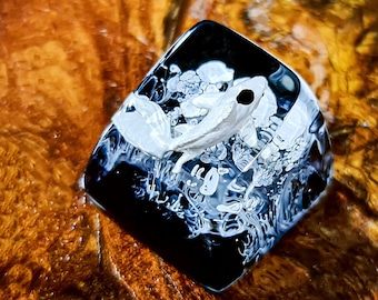 Black and white koi keycap, Koi Fish for Cherry mx keycap, Custom keycap, Artisan keycap, Resin Keycap set, Gift ideas
