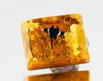 Manta ray keycap, Yellow manta ray SA profile keycap, Handmade Artisan Keycap, Custom keycap, Cherry mx keycaps, Resin Keycap set